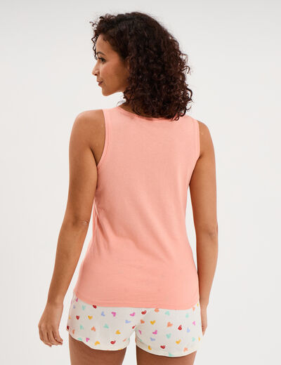 D&eacute;bardeur droit coton rose corail femme