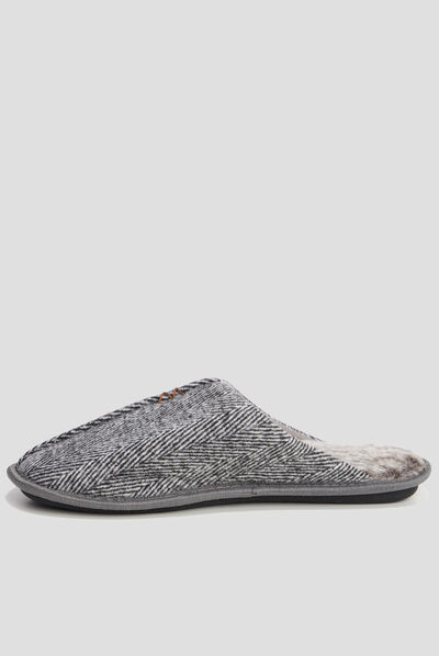 Chaussons mules gris homme