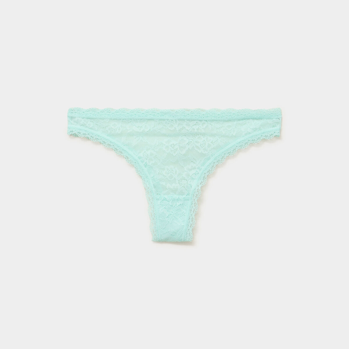 Tanga en dentelle doublure coton vert turquoise femme