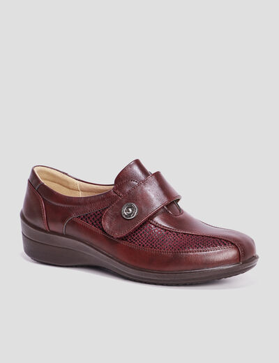 Loafers compensés en cuir bordeaux femme