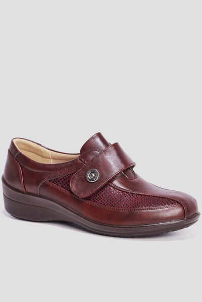Loafers compensés en cuir bordeaux femme