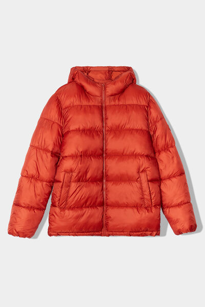 Doudoune zippée à capuche orange foncé homme