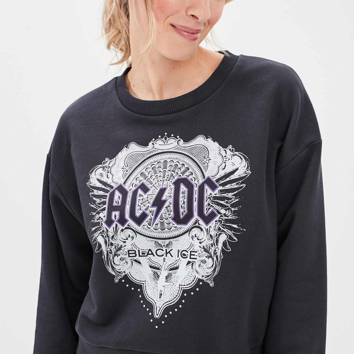 Sweat manches longues AC/DC noir femme