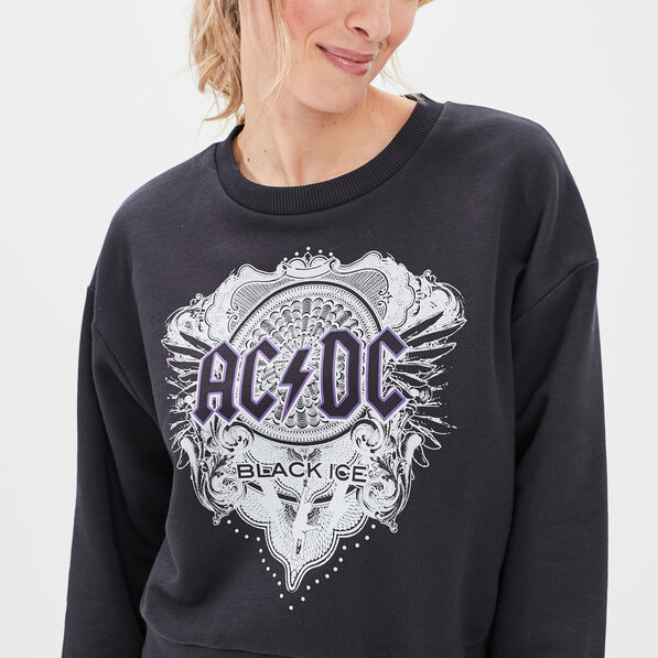 sweat manches longues acdc noir femme Sweat manches longues AC/DC noir femme