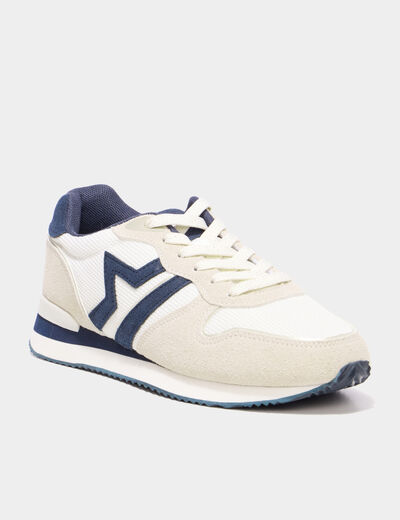 Baskets bi-mati&egrave;re &agrave; lacets Creeks gris clair femme