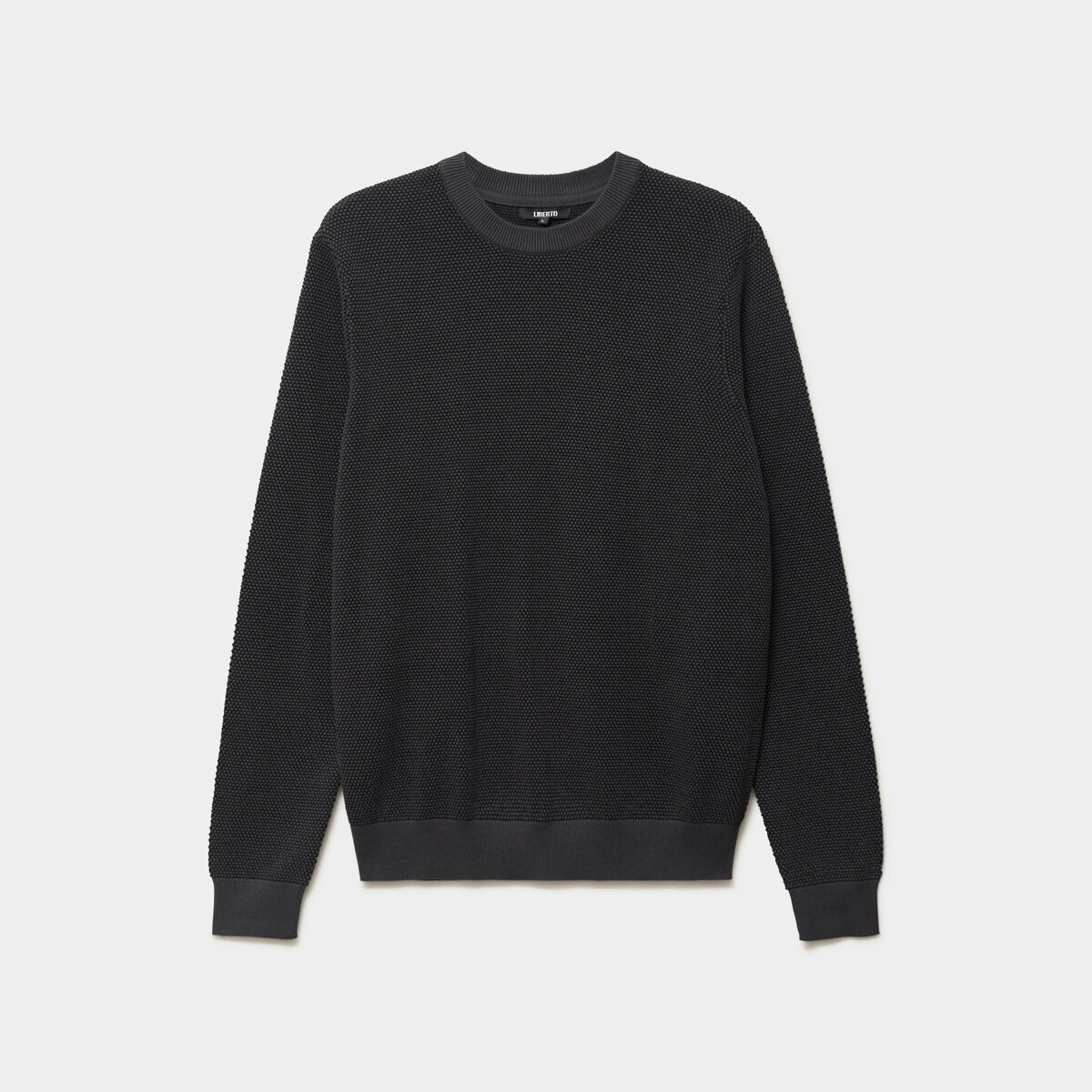 Pull col rond manches longues gris fonc&eacute; homme