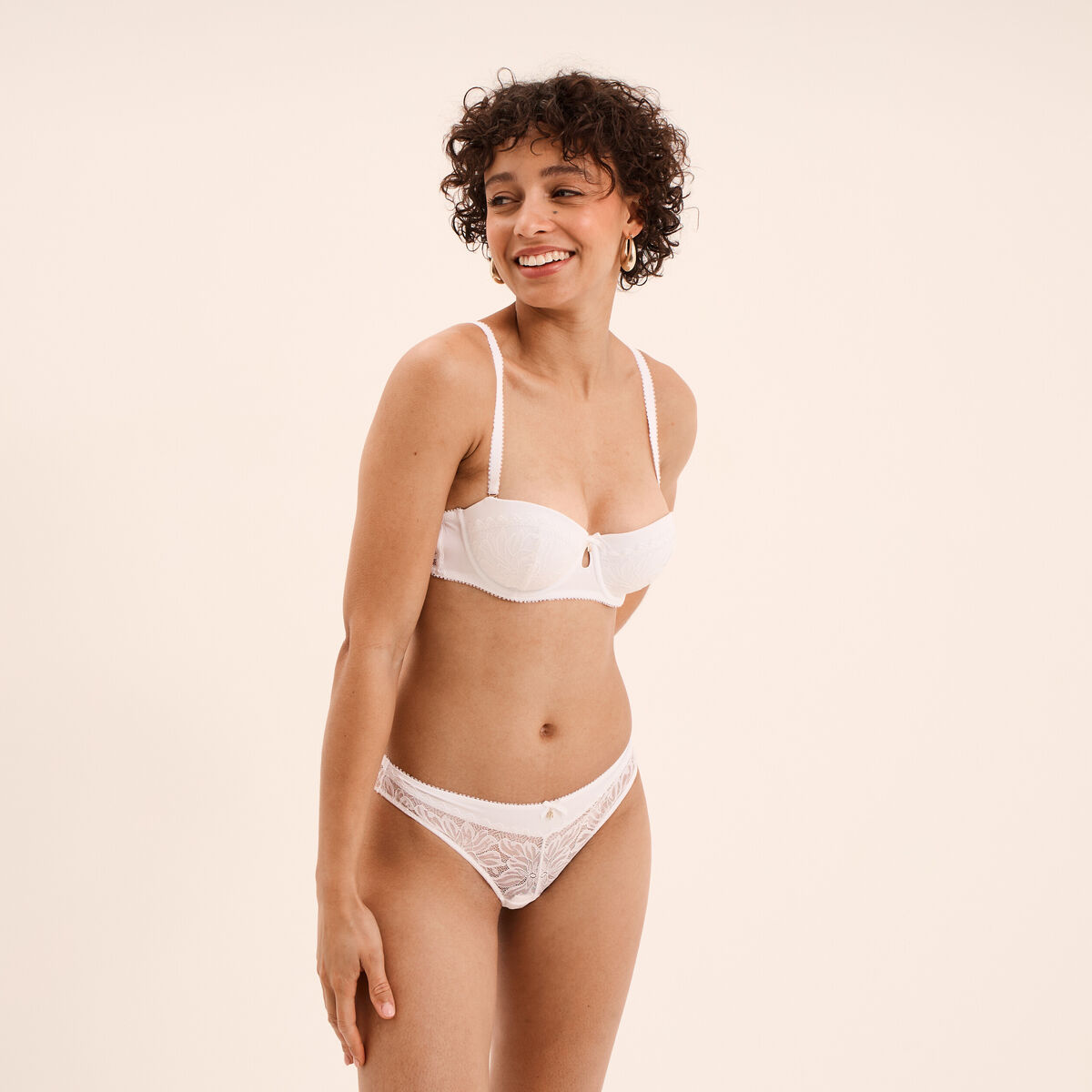 Soutien-gorge bandeau dentelle blanc femme
