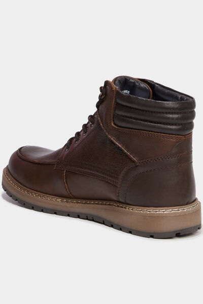 Boots &agrave; lacets en cuir marron homme