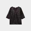 T-shirt sequins manches courtes noir femme grande taille