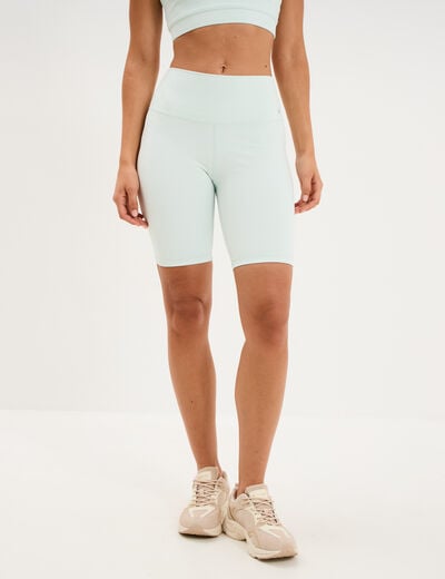 Short cycliste de sport taille haute bleu turquoise femme