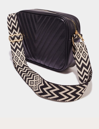 Sac bandouli&egrave;re matelass&eacute; noir femme