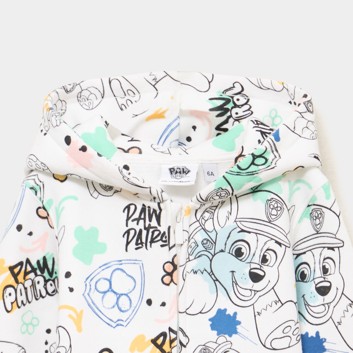 Sweat zipp&eacute; &agrave; capuche Pat Patrouille blanc gar&ccedil;on