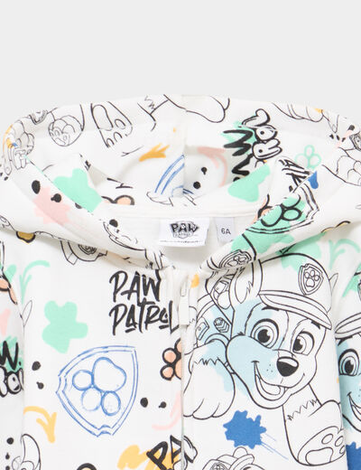 Sweat zipp&eacute; &agrave; capuche Pat Patrouille blanc gar&ccedil;on