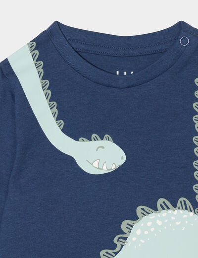 T-shirt épaule boutonnée manches longues bleu marine bébé garçon