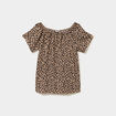 T-shirt gaufr&eacute; avec manches &agrave; noeuds beige clair femme grande taille