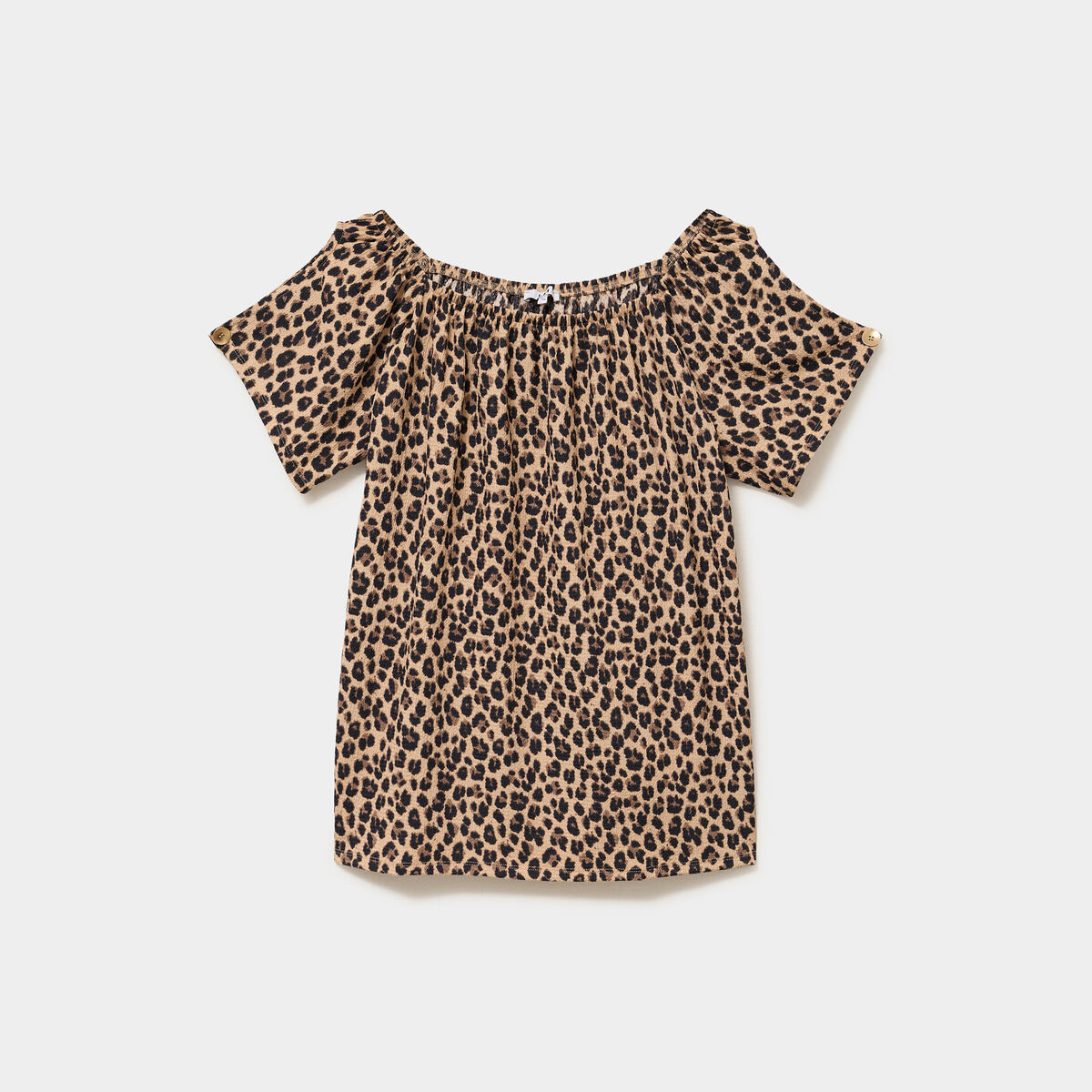 T-shirt gaufr&eacute; avec manches &agrave; noeuds beige clair femme grande taille