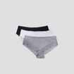 Lot 3 shortys en coton avec dentelle gris femme