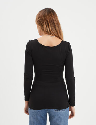 T-shirt thermique ajusté manches longues noir femme
