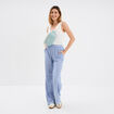Pantalon large taille élastiquée bleu femme
