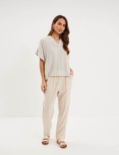 Blouse droite &agrave; manches courtes vert femme