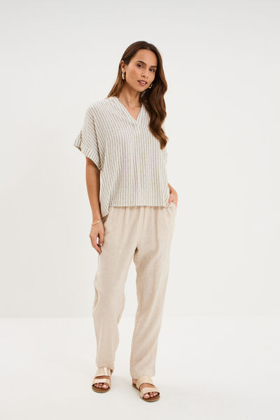 Blouse droite &agrave; manches courtes vert femme