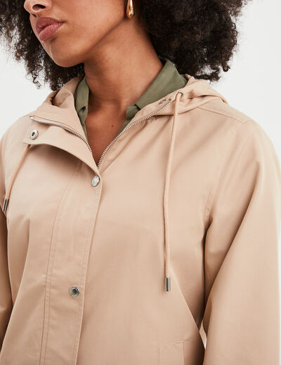 Parka imperméable à capuche sable femme