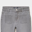Jean flare poches plaqu&eacute;es denim gris fille