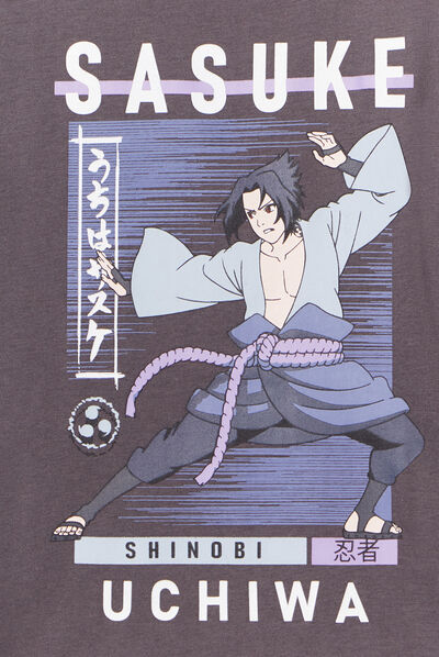 T-shirt coton Sasuke Naruto gris foncé garçon