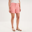 Short mom taille &eacute;lastiqu&eacute;e rose femme