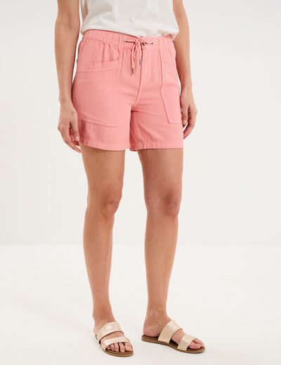 Short mom taille &eacute;lastiqu&eacute;e rose femme