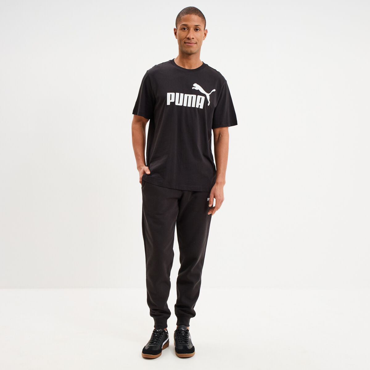 T-shirt droit manches courtes coton Puma noir homme