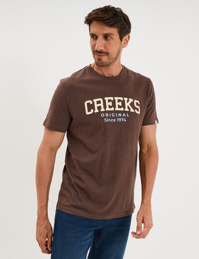 T-shirt manches courtes coton marron chocolat homme