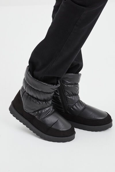 Bottines matelassées doublées noir femme