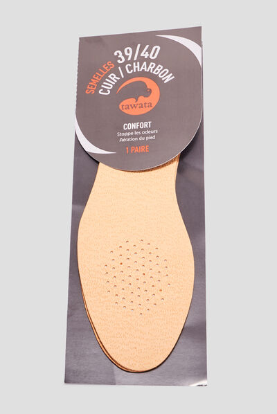 Semelles cuir sur charbon Tawata ivoire mixte