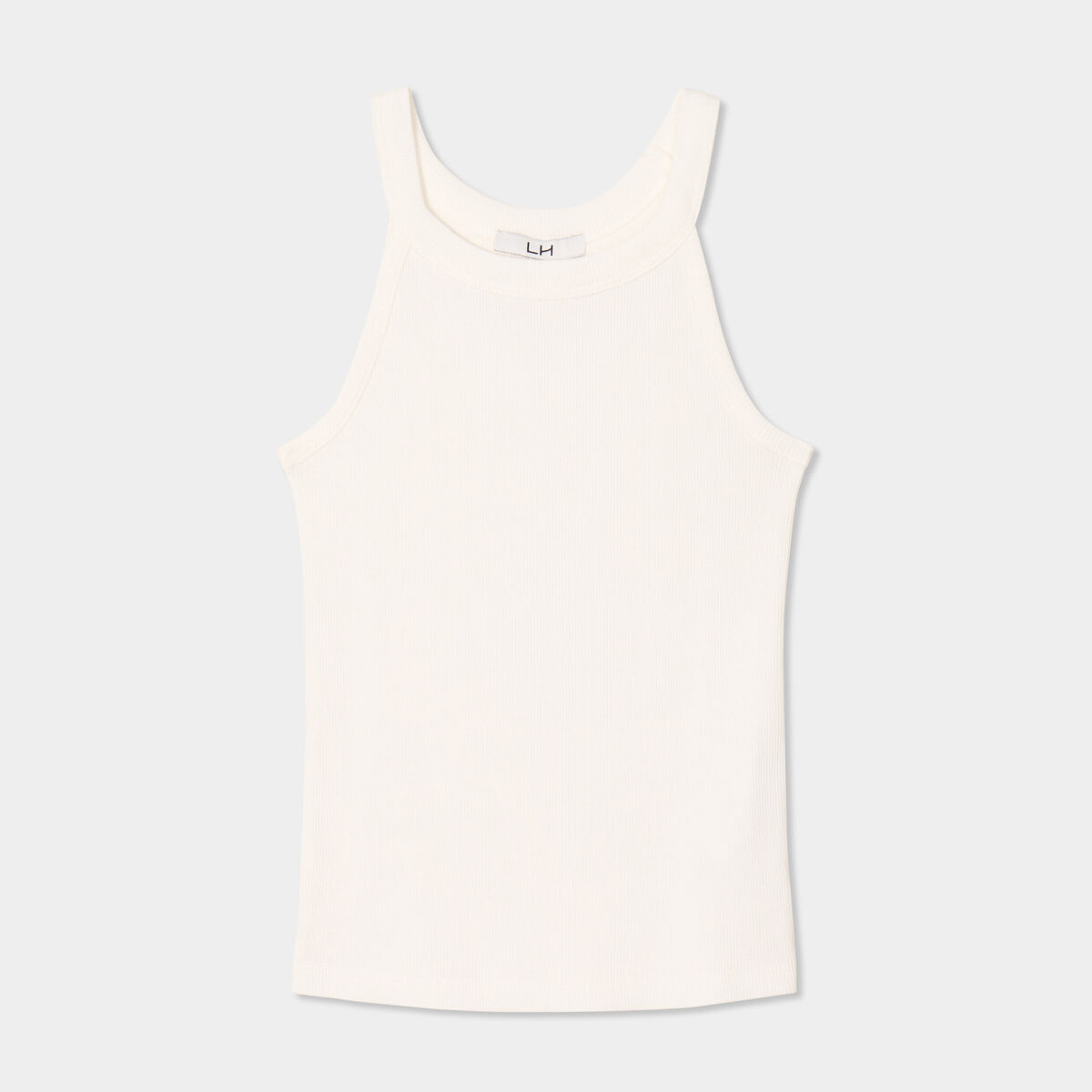 Débardeur côtelé col rond coton blanc fille