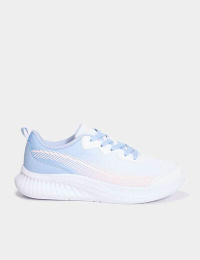 Baskets running &agrave; lacets blanc fille