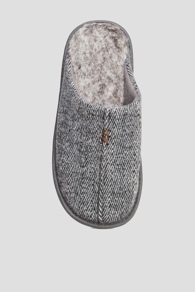 Chaussons mules gris homme