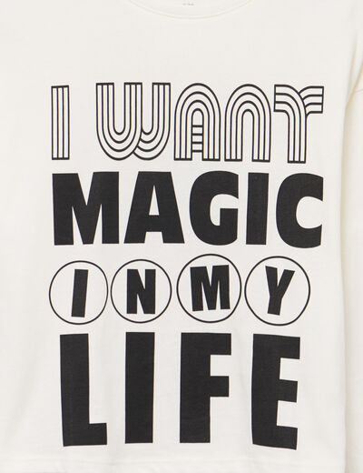 T-shirt manches longues coton ivoire fille