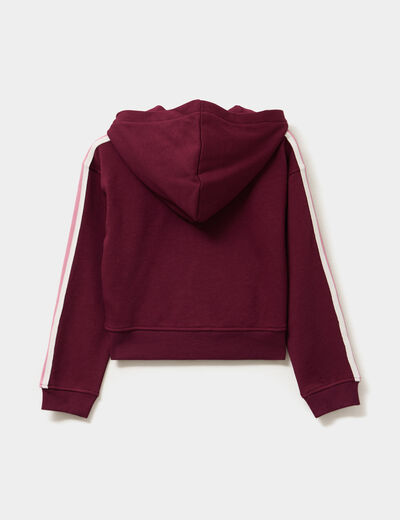 Sweat zippé à capuche bordeaux fille