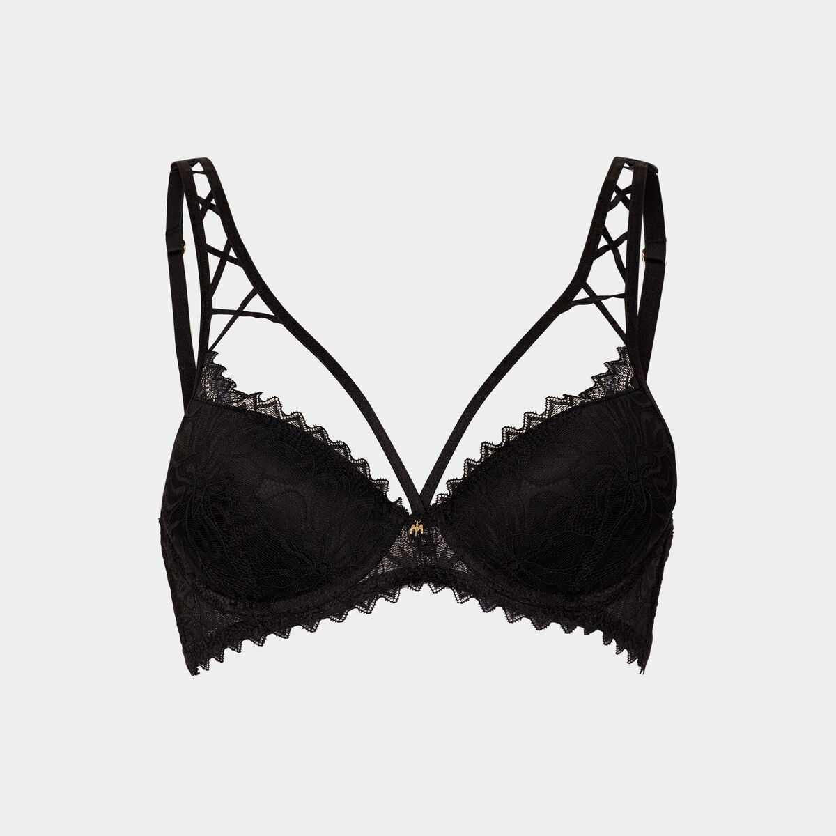 Soutien-gorge push up dentelle et laçage noir femme