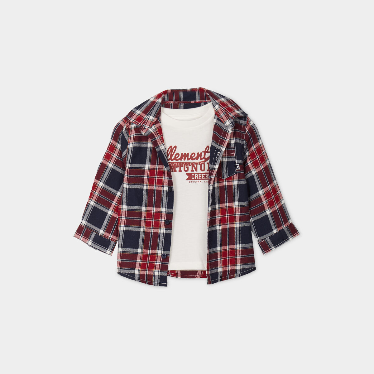 Ensemble chemise et t-shirt coton Creeks bleu marine bébé garçon