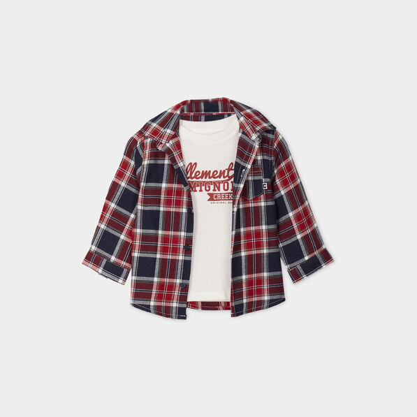 ensemble chemise et t shirt coton creeks bleu marine bebeg Ensemble chemise et t-shirt coton Creeks bleu marine bébé garçon
