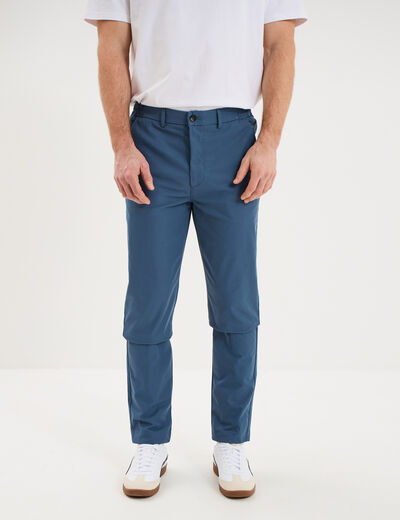 Pantalon chino droit extensible bleu gris homme