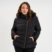 Doudoune d&eacute;perlante &agrave; capuche noir femme grande taille