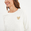 Ensemble pyjama effet polaire col rond blanc femme
