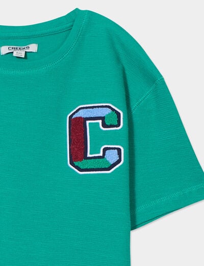 T-shirt manches courtes coton Creeks vert canard garçon