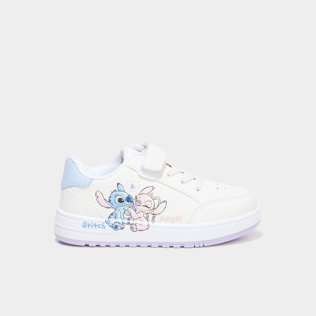 Tennis basses &agrave; scratchs Stitch blanc fille