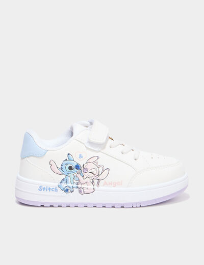 Tennis basses &agrave; scratchs Stitch blanc fille