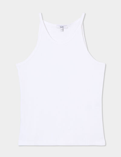 Débardeur encolure américaine coton blanc femme