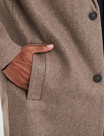 Manteau mi-long boutonné et doublé taupe homme